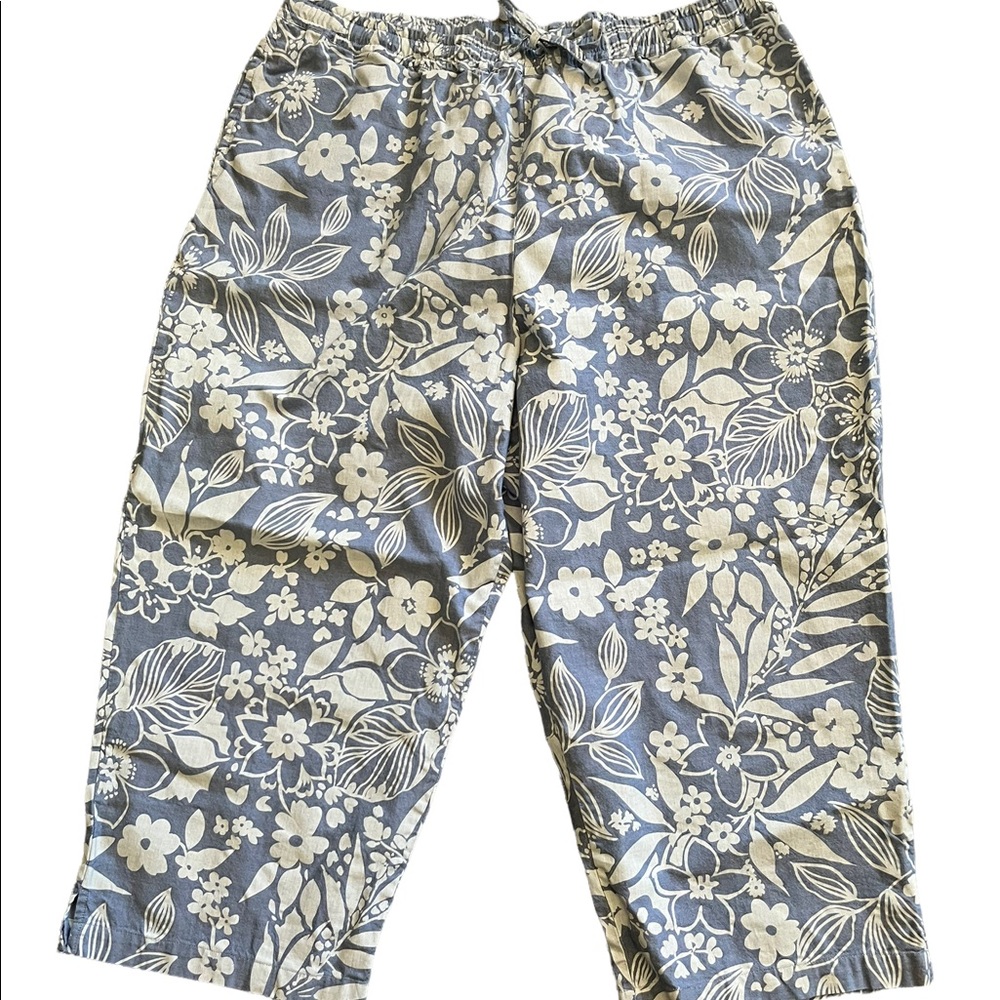 Capacity Drawstring Floral Wide Leg Pants